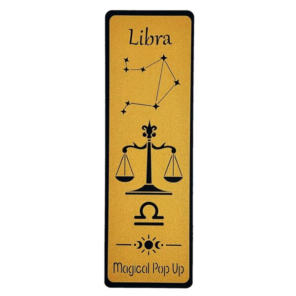 Marcador de livro com signo balança cortado em papel dourado
