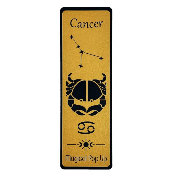 Marcador de livro com signo caranguejo cortado em papel dourado