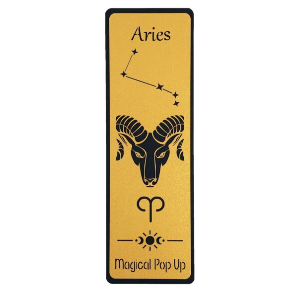 Marcador de livro com signo carneiro cortado em papel dourado
