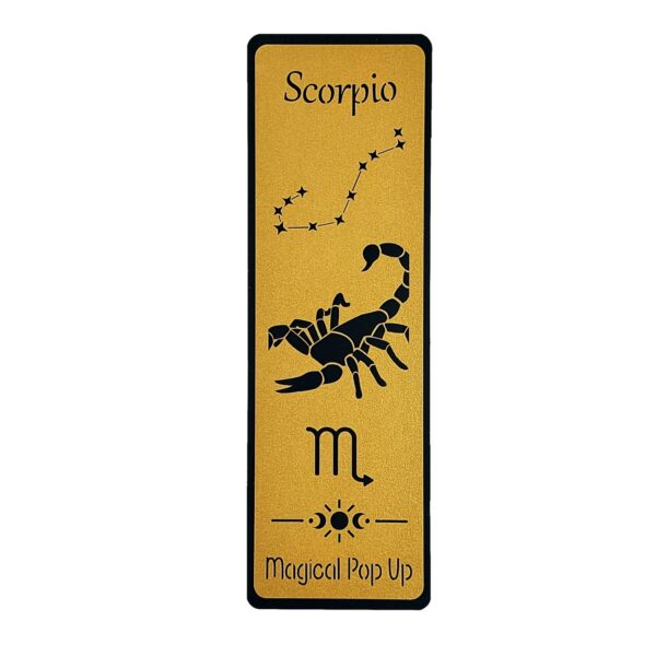 Marcador de livro com signo escorpião cortado em papel dourado