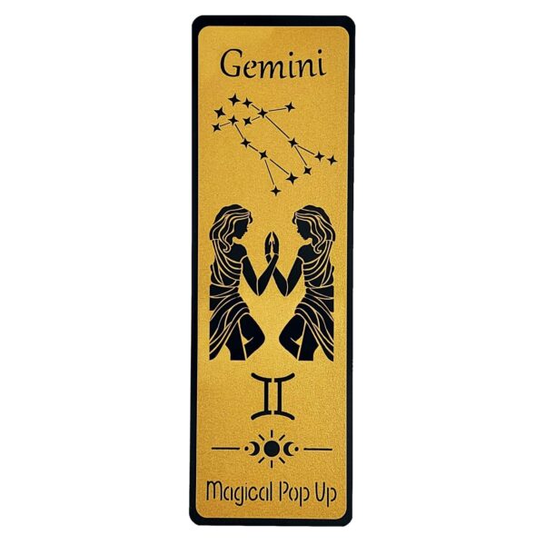 Marcador de livro com signo gémeos cortado em papel dourado