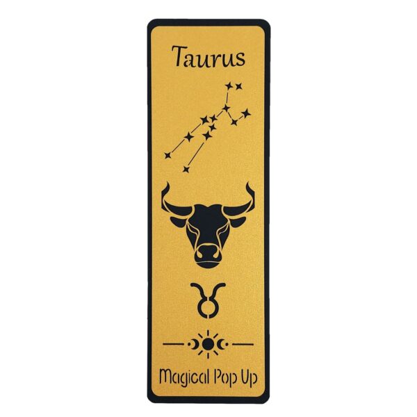 Marcador de livro com signo touro cortado em papel dourado