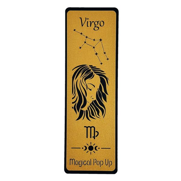 Marcador de livro com signo virgem cortado em papel dourado